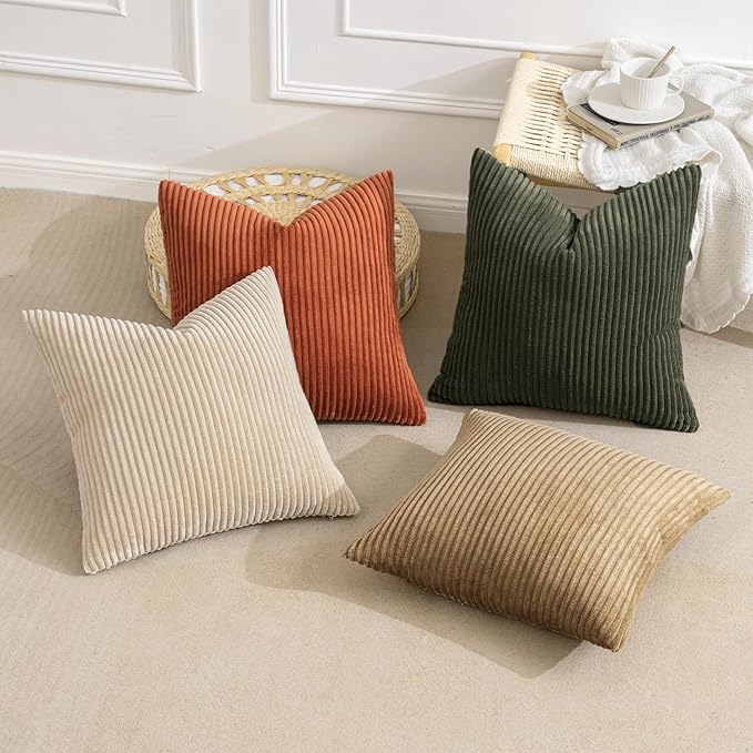 MIULEE Boho Farmhouse Throw Pillow Covers 18x18 Inch Set of 4 Rustic Modern