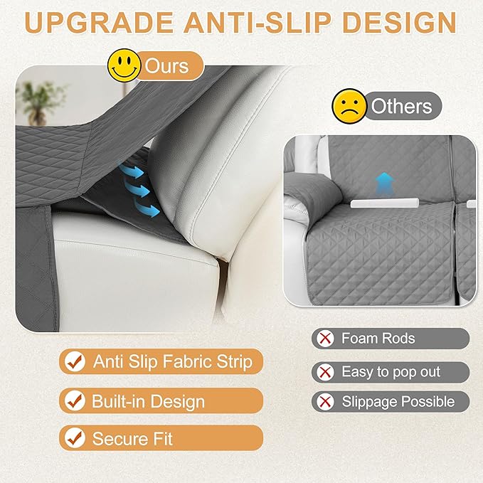 HDCAXKJ 100% Waterproof Reclining Sectional Couch Covers L Shape Recliner Sofa