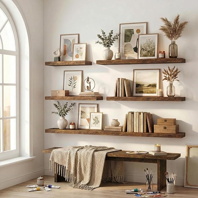 12 inch Deep Floating Shelves for Wall, 36 inch Wide Engineered Wood Wall