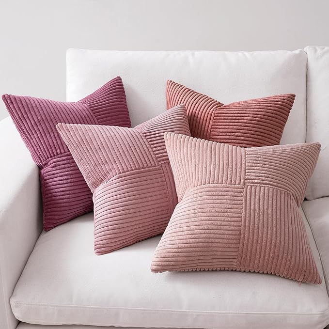 MIULEE Aesthetic Pink Throw Pillow Covers 18x18 Inch Set of 4 Spring Decorative