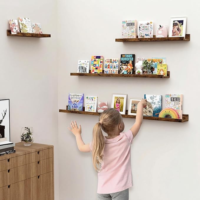 Floating Shelves for Wall, 24 inch Wood Floating Shelves Set of 2, Picture