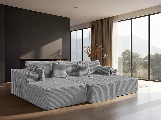 108" Cloud Sectional Couch, Comfort Sleep Sofa