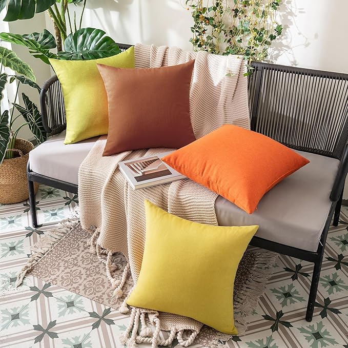 MIULEE Pack of 2 Decorative Outdoor Solid Waterproof Throw Pillow Covers Faux