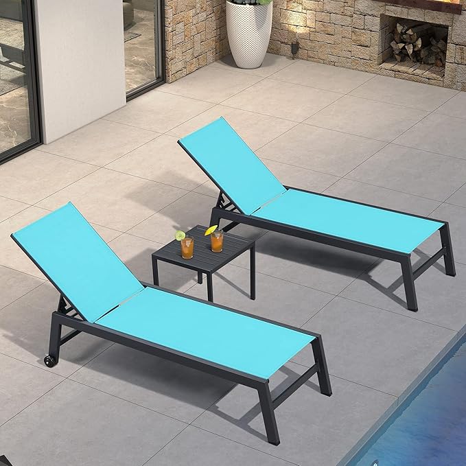 PURPLE LEAF Patio Chaise Lounge Set 4 Pieces Aluminum Outdoor Lounge Chairs