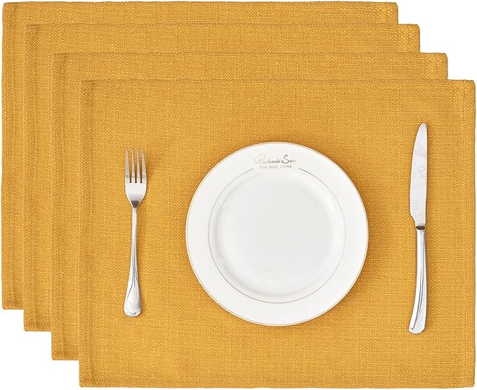 BALCONY & FALCON Placemats Set of 4 Faux Linen Cloth Place Mats Washable