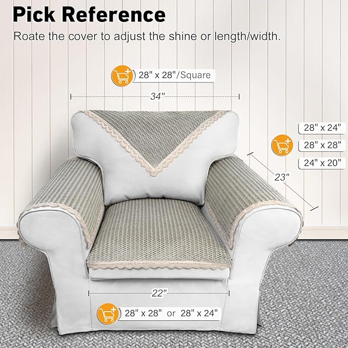 Couch Arm Covers, Couch Covers, Non-Slip Lace Armrest Covers, Headrest/Backrest