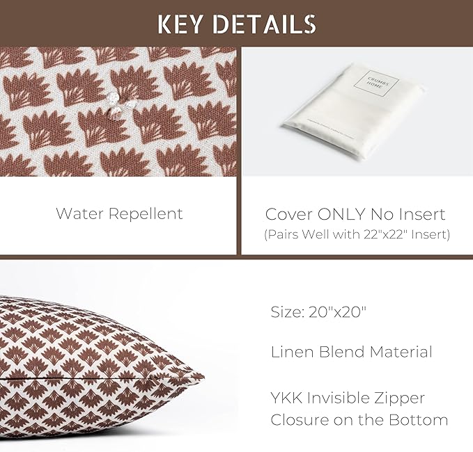 Crumbs Home Modern Farmhouse California Casual Indoor Outdoor Throw Pillow Cover