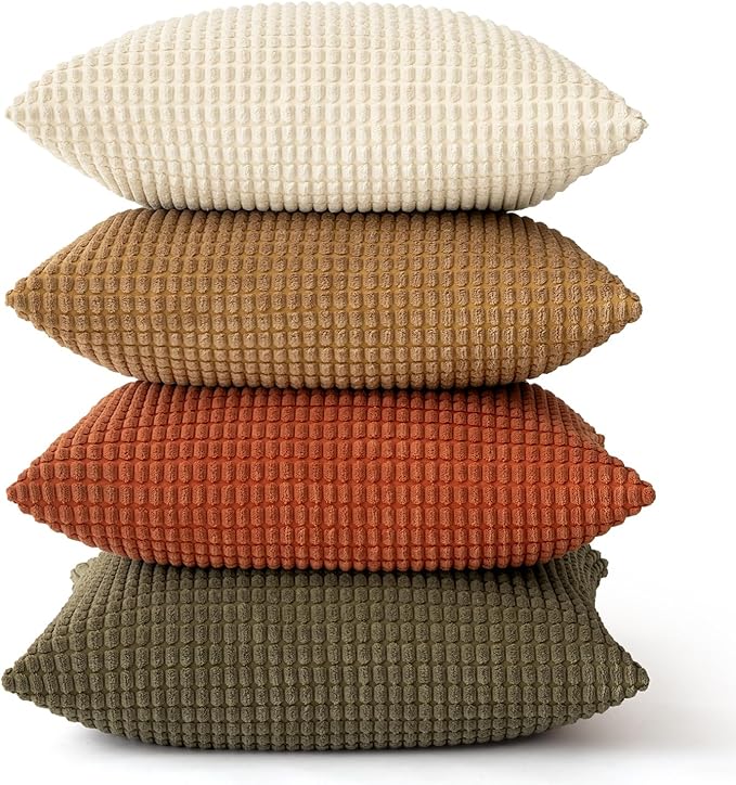 MIULEE Modern Farmhouse Decorative Pillow Covers 20x20 Inch Set of 4 Natural