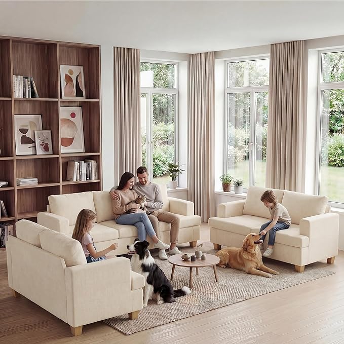 Apicizon Loveseat & 3 Seater Sofa Sets, 2 Piece Deep Seat Sleeper Sofa