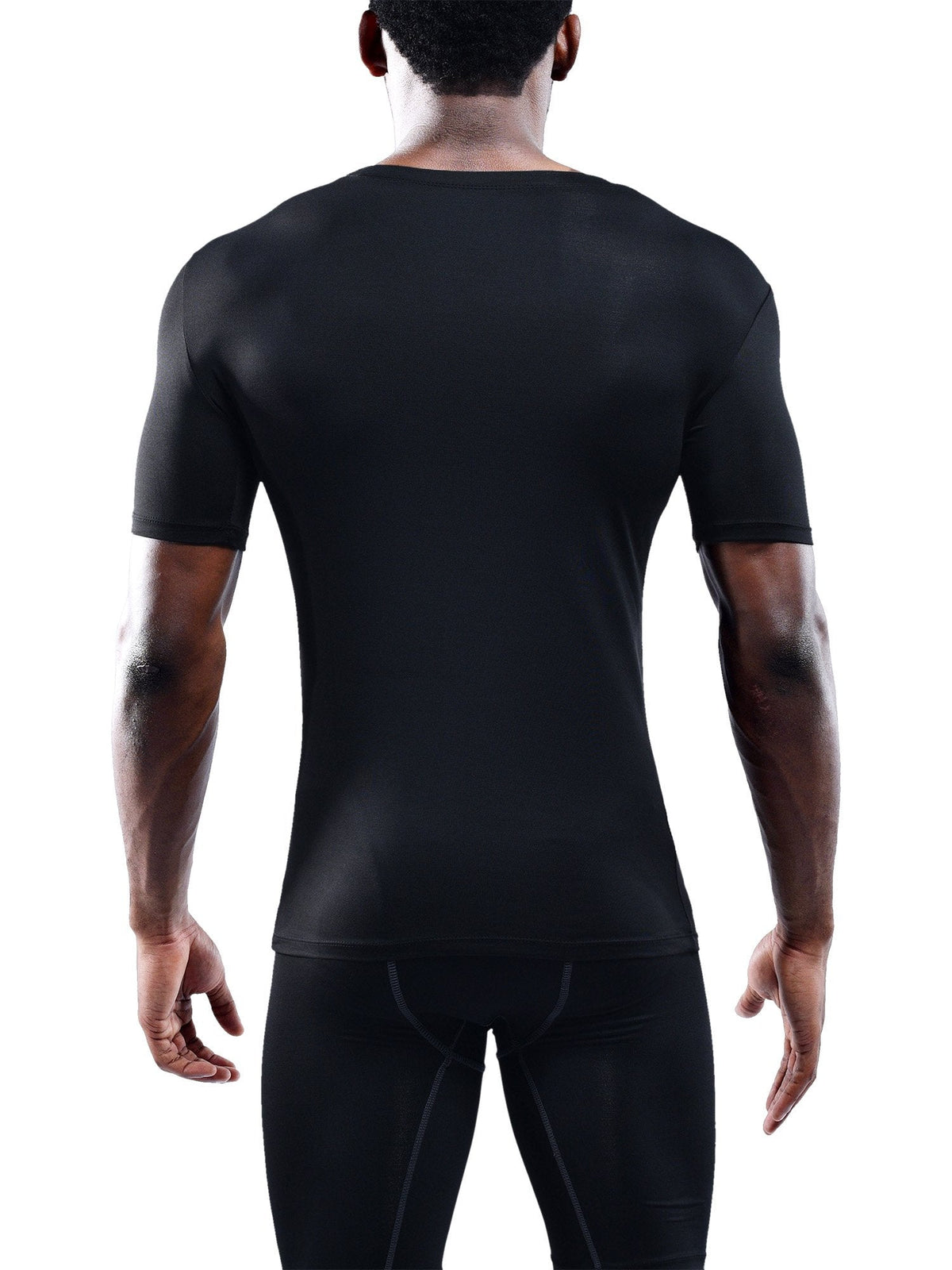 NELEUS Men's 3 Pack Athletic Compression Workout Short Sleeve Shirts,5011,Black,Grey,White,L,EUR XL