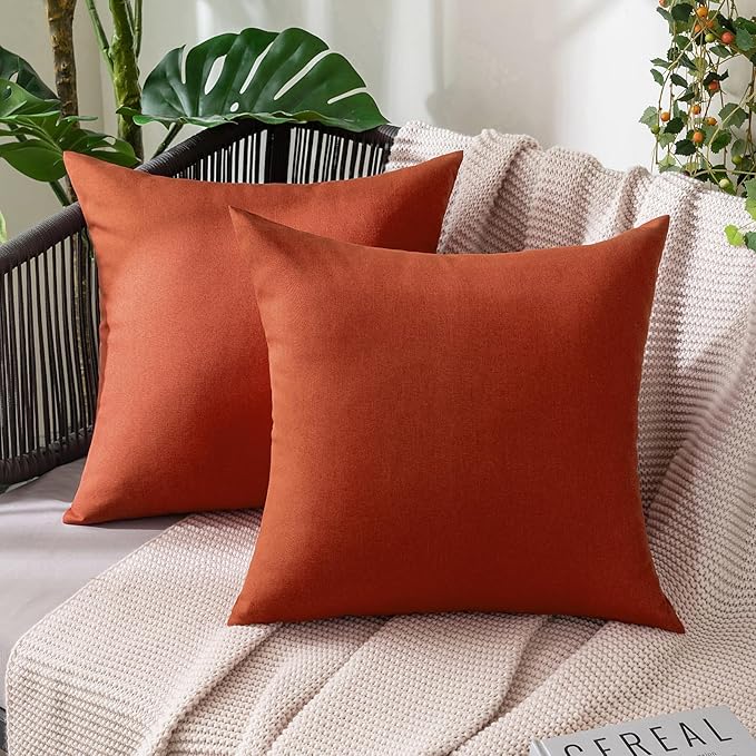 MIULEE Pack of 2 Decorative Outdoor Solid Waterproof Throw Pillow Covers Euro