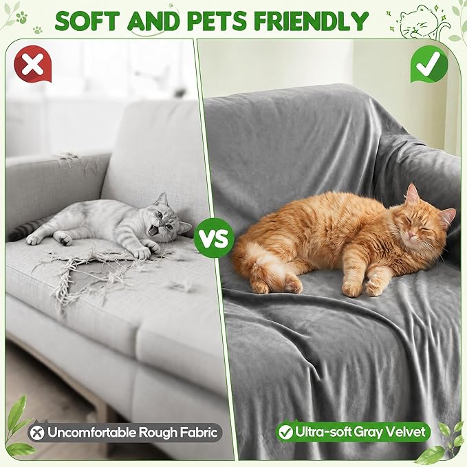 Loiion Velvet Sofa Cover, Ultra Soft Waterproof Non-Slip Couch Cover