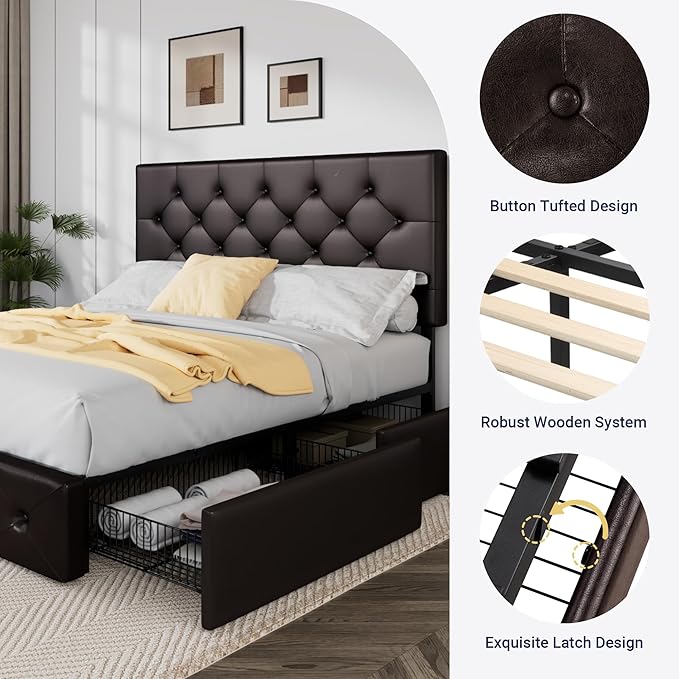Allewie Upholstered Full Size Platform Bed Frame