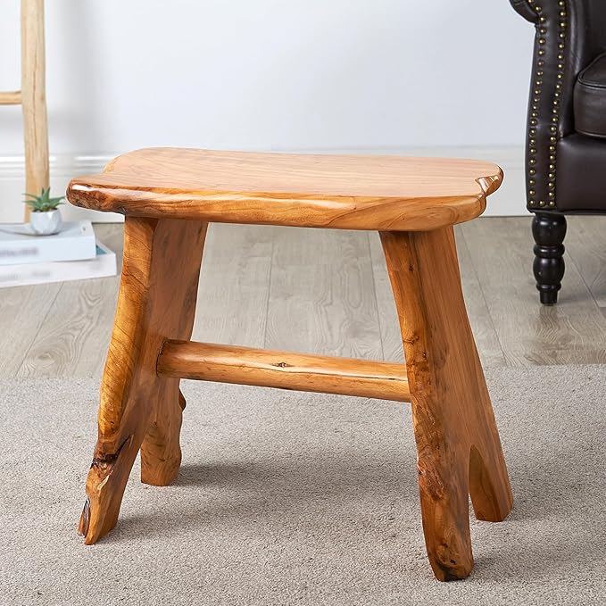 Greenage Cedar Roots Wooden Stool Naturally Shape Large 20" x 13" x 18" H Wood