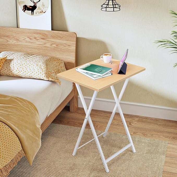 HOOBRO Folding TV Tray Tables, Industrial Snack Tables