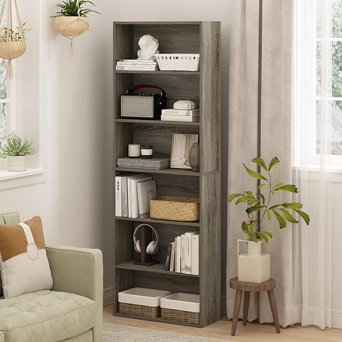 Furinno Jaya Simply Home Free Standing 6-Tier Open Storage Bookcase, French Oak