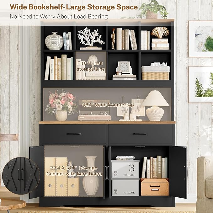 TEENFON 69" Tall Bookshelf and Bookcase, 5 Tier Floor Standing Bookshelves