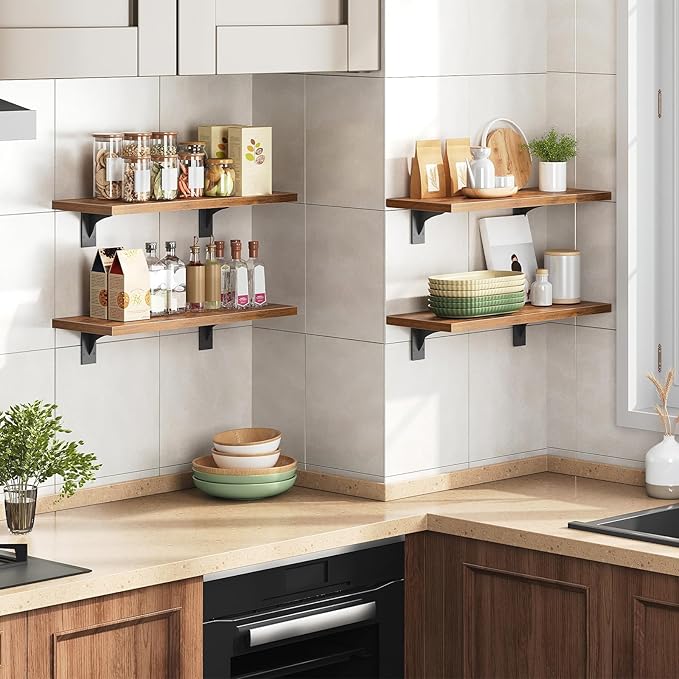 HOOBRO Floating Shelves for Wall, 15.7" Wall Mounted Shelves Set of 2, Hanging