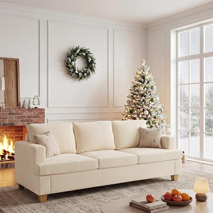 Apicizon 89" 3 Seater Modern Sofa, Chenille Couch