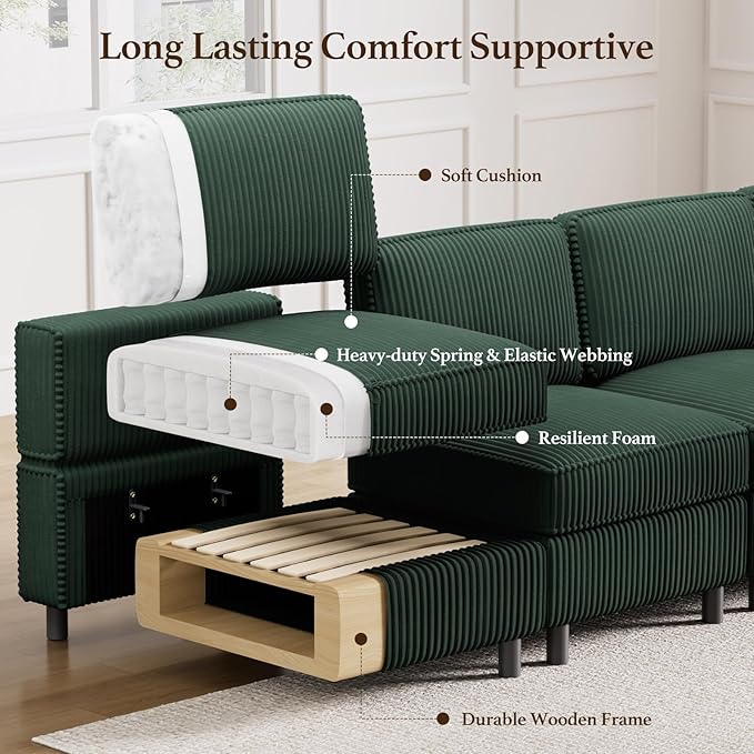 Belffin 114.2" 8 Seats Modular Sectional Sofa U Shaped Couch