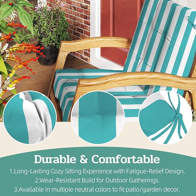 Outdoor Chair Cushion, High Back Soft Seat Pad, Indoor Outside Use,
