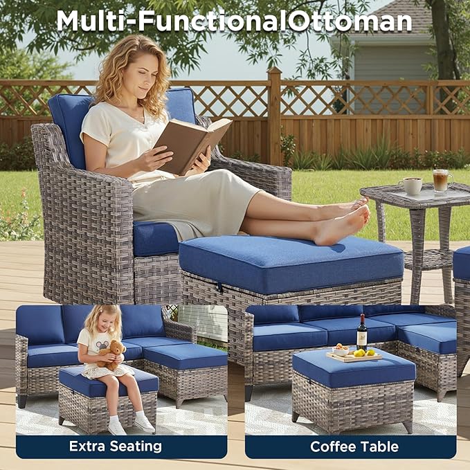 Wicker Patio Furniture Set-9 Pieces All-Weather Wicker Outdoor Furniture