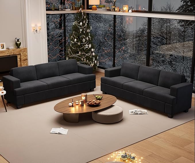 YOUDENOVA 2 Piece Set Comfy Sofa Couch, 2 3-Seater Sofa