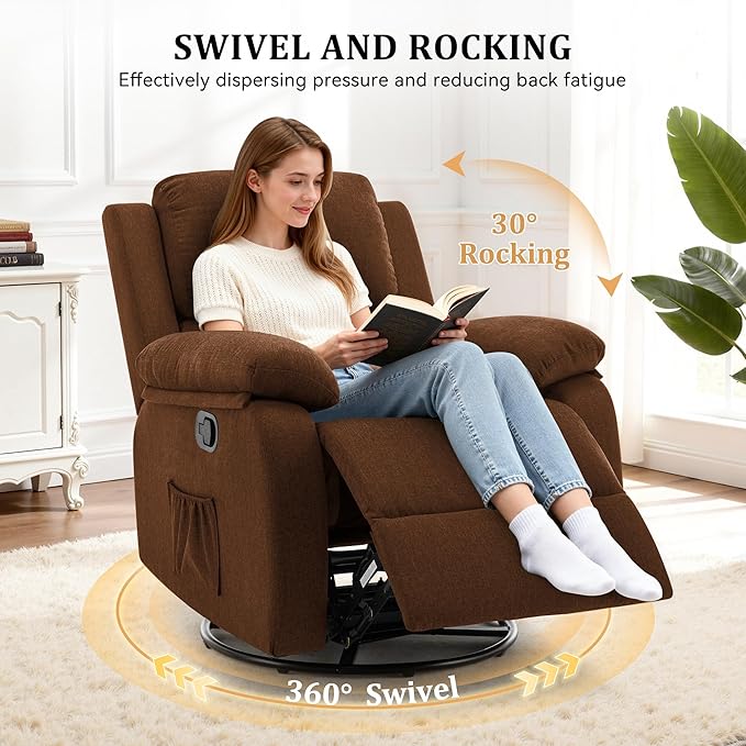 Korser Recliner Chair, 360 Swivel Rocker Chair