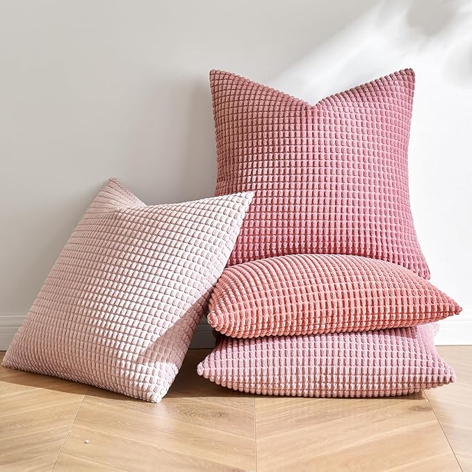 MIULEE Aesthetic Pink Spring Decorative Pillow Covers 18x18 Inch Set of 4