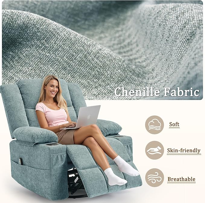 Korser Adult 360° Swivel Rocking Recliner, Nursery Rocking Chair