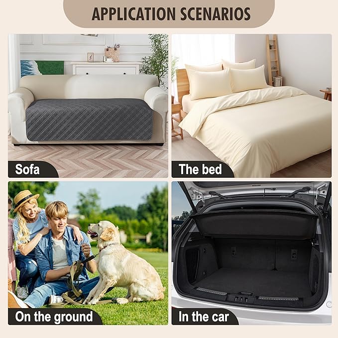 Genina Waterproof Couch Cover, Washable Anti-Slip 86.6 inch Sofa Covers