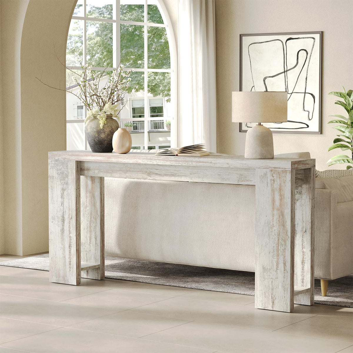 LITTLE TREE 70.9-Inch Entryway Table, Long Narrow Farmhouse Sofa Console Table for Living Room, Hallway
