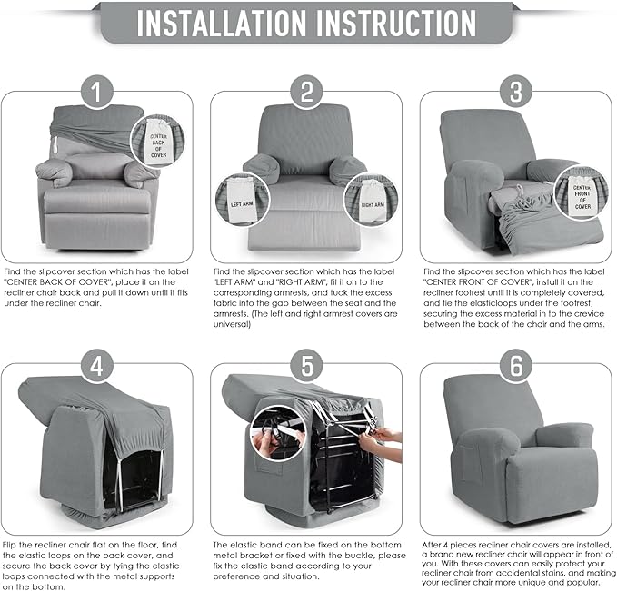 TAOCOCO Oversized Recliner Chair Covers, 1 Seater Streach Recliner Covers Soft