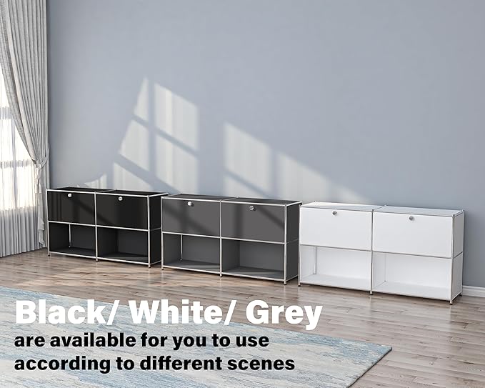 Metal Sideboard with 2 Flap Doors, DIY Modern Home Furnishing, Foyer