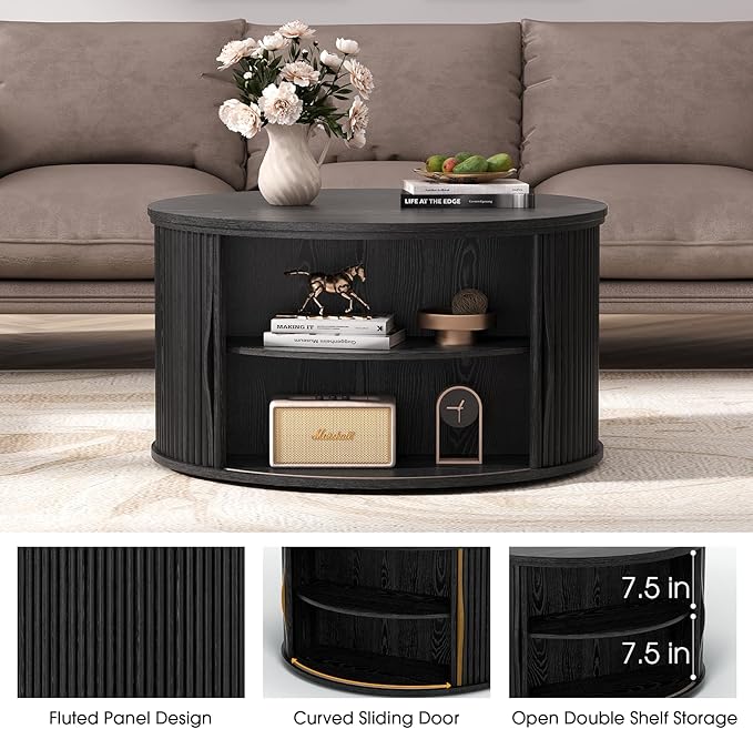 SULIVES Round Coffee Table