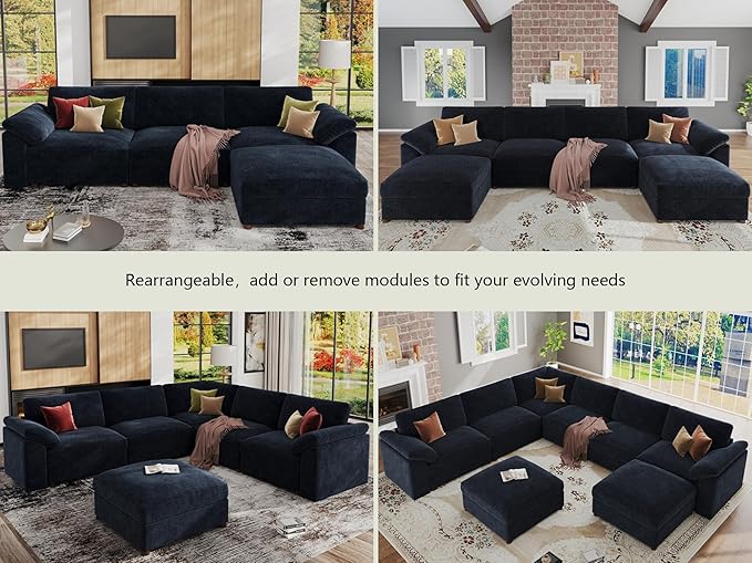 EASE MOOSE Modular Sofa, Oversized U Shape Sectional Modular Sofa, Wide Deep