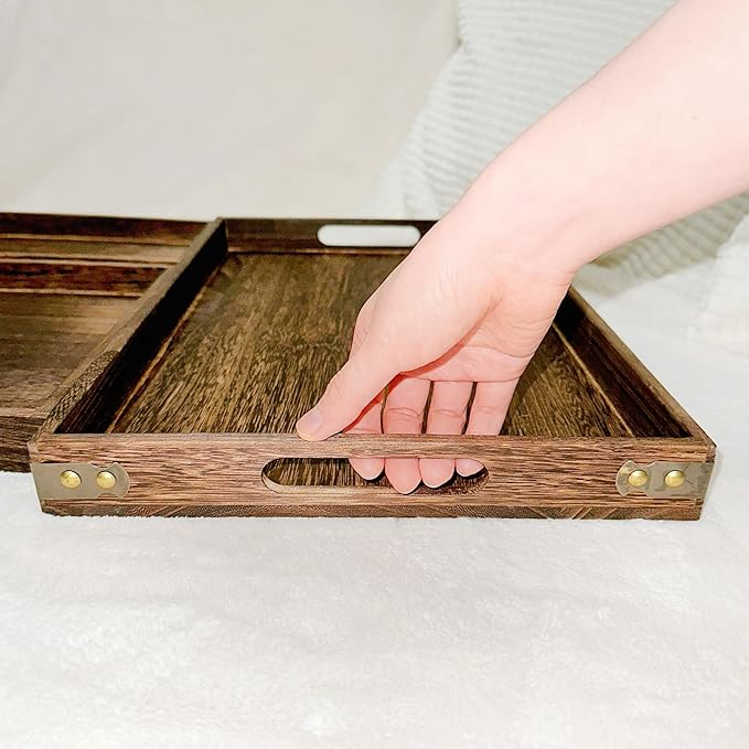 3-Piece Wooden Serving Tray Set