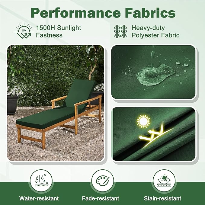 2 Pcs Chaise Lounge Cushions Outdoor Set of 2, Outdoor Chaise Cushion