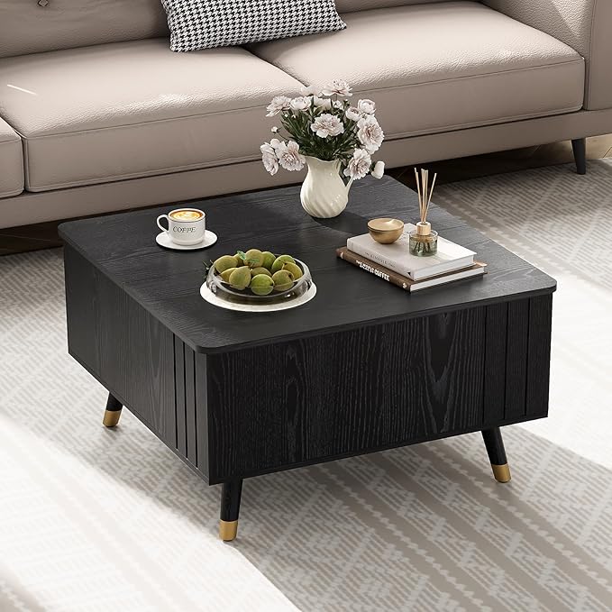 JOINICE Black Lift Top Coffee Table
