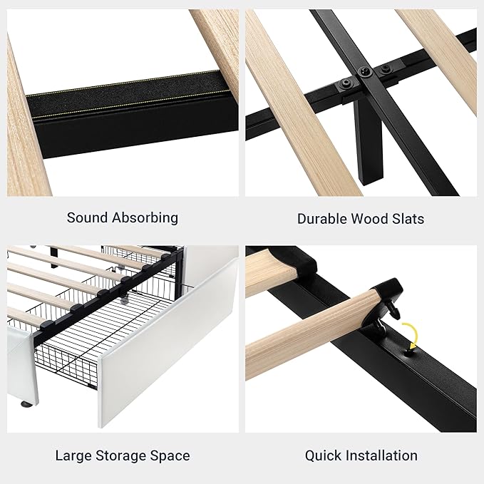 Allewie Upholstered Full Size Platform Bed Frame