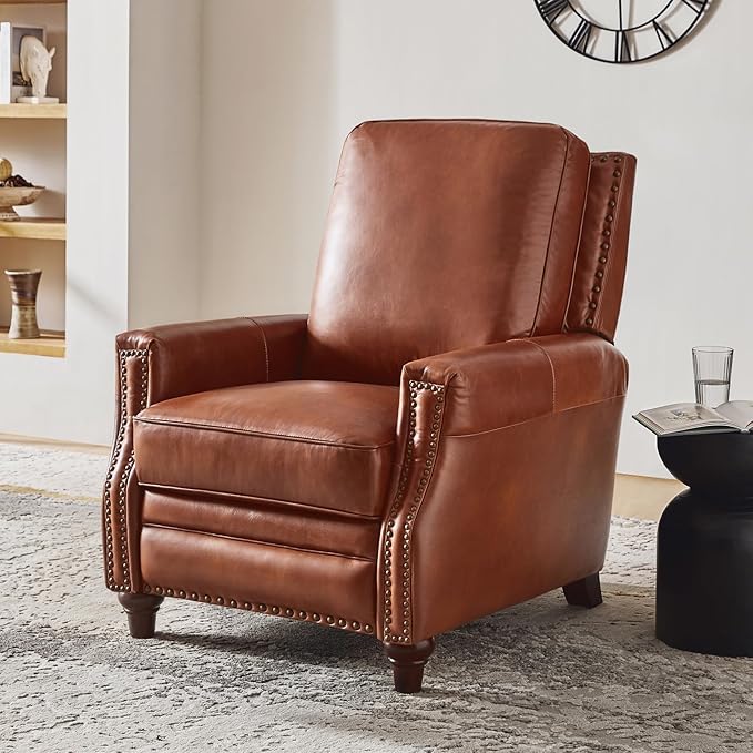 HULALA HOME Genuine Leather Manual Recliner Chair