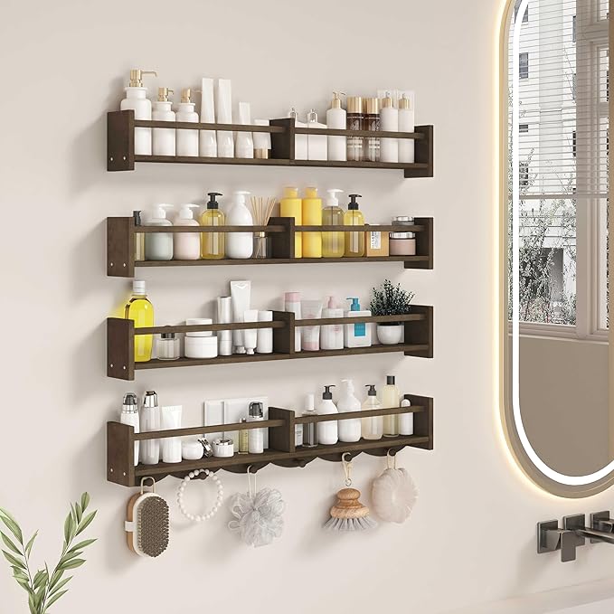 34Inch Nursery Bookshelves, Wall Floating Shelf Kids Coat Rack
