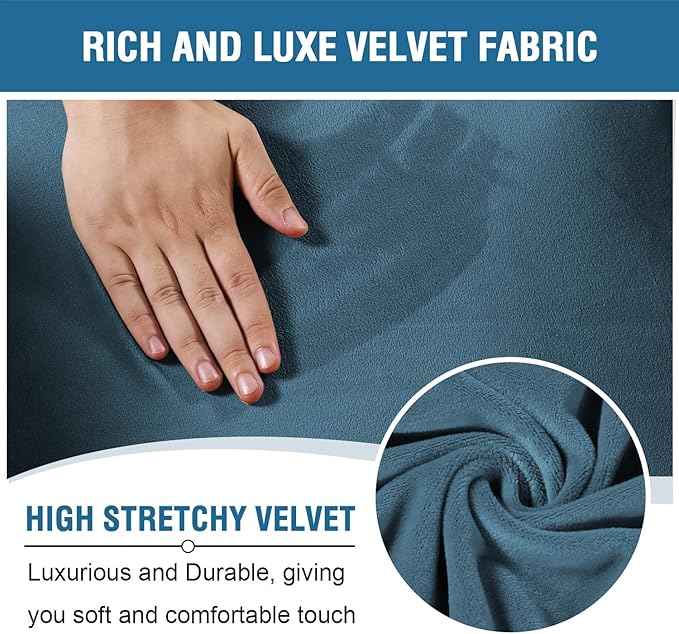 H.VERSAILTEX Velvet Stretch Recliner Couch Covers 6-Pieces Recliner Loveseat