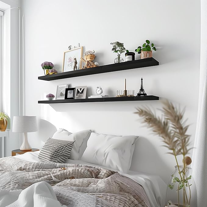 YYWUOJJ Wood Floating Shelves for Wall Decor, Rustic Wall Shelves for Bedroom
