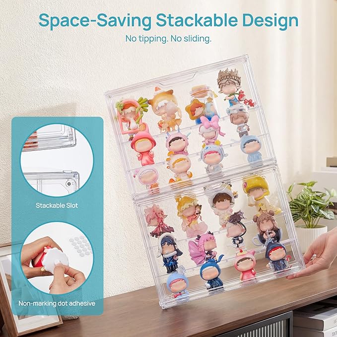 Vtopmart 4 Pack Acrylic Display Case, Stackable Figure Display Case