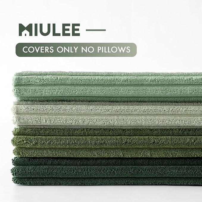 MIULEE Boho Farmhouse Sage Green Throw Pillow Covers 18x18 Inch Set of 4
