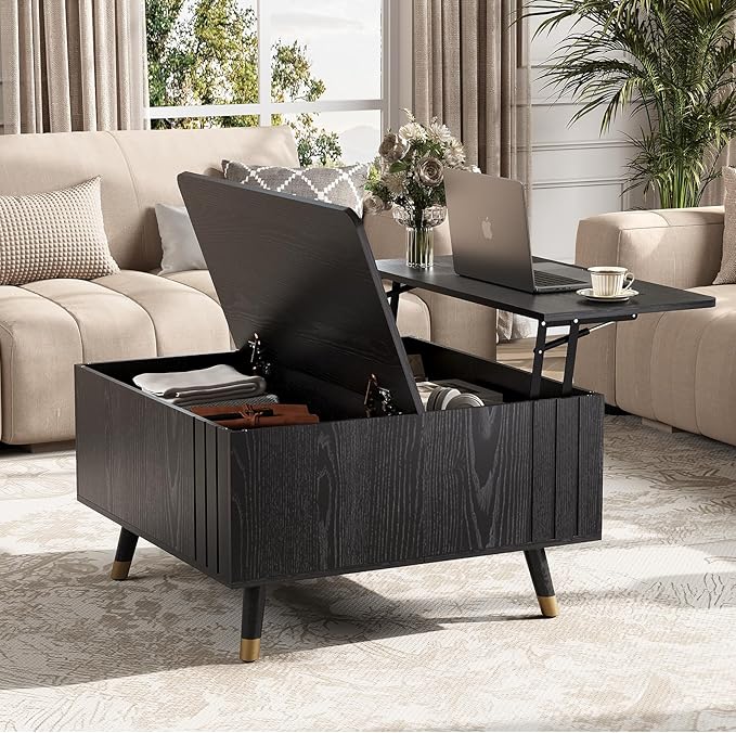 JOINICE Black Lift Top Coffee Table