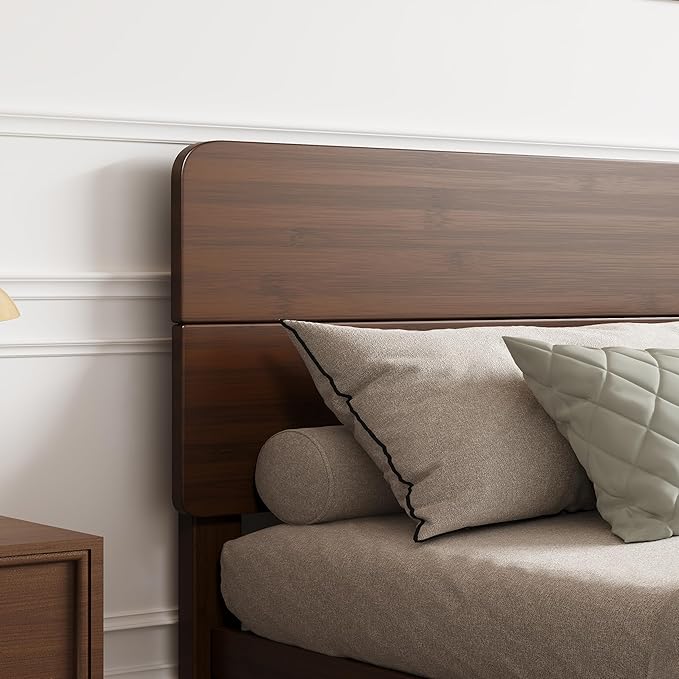 BOSRII 14in High Solid Bamboo Wood Platform Twin Size Bed Frame