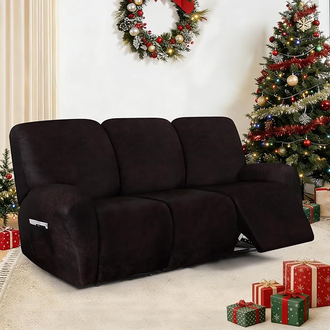 ANARACHON Leather Look Recliner Couch Cover, 8-Pieces Stretch Recliner Sofa