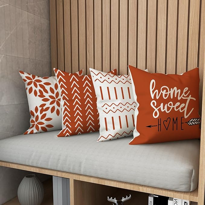 YCOLL Fall Pillow Covers 18x18 Set of 4, Modern Sofa Throw Pillow Cover